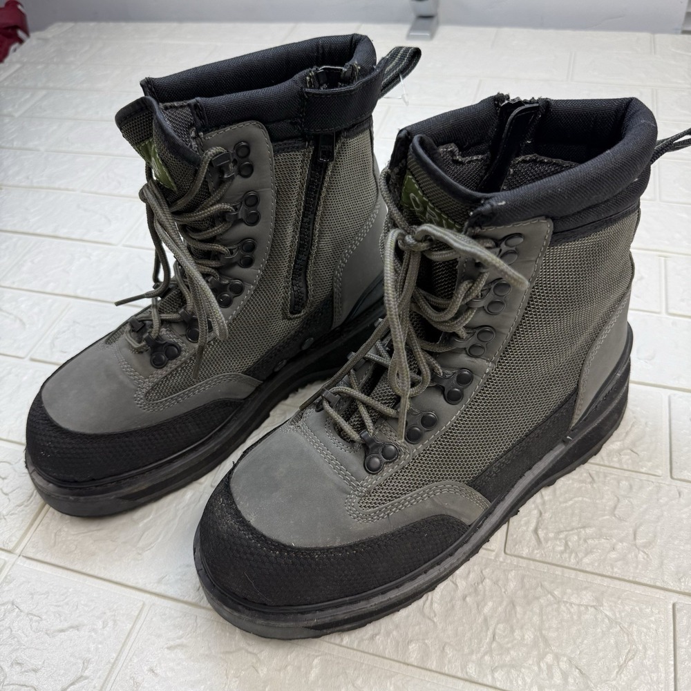 Orvis River Guard Wading Boots Mens 8 Green/gray Studded Vibram Sole Fly Fishing